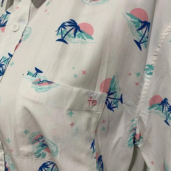 Tipsy Elves MEN'S GORILLA THRILLA HAWAIIAN SHIRT Surf White Blue Pink Size XL - Picture 3 of 10